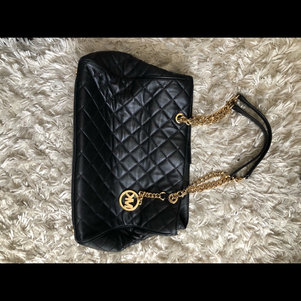 Michael Kors Quilted Black Leather Tote